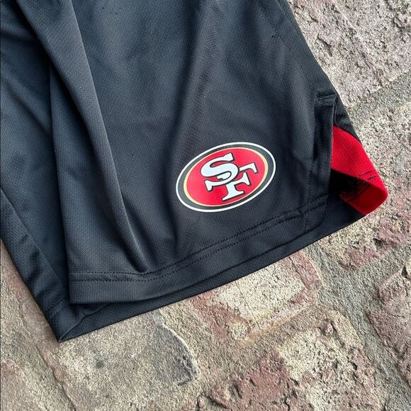 Nike Men's Black and Red San Francisco Dry Fit Athletic Training Shorts Size L - Picture 2 of 9